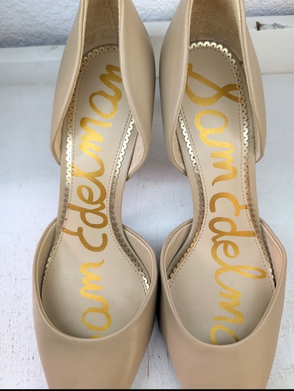 Sam Edelman Taupe Tan Pump Heels Women's Shoes 7.5 Closed Pointed Toes - Picture 2 of 12